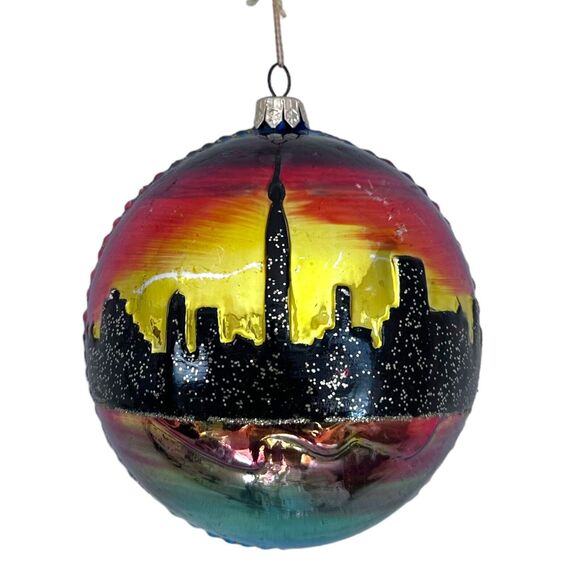 Kurt Adler Polonaise New York Glass Ornament Skyline Empire State Building 6" - Picture 1 of 9